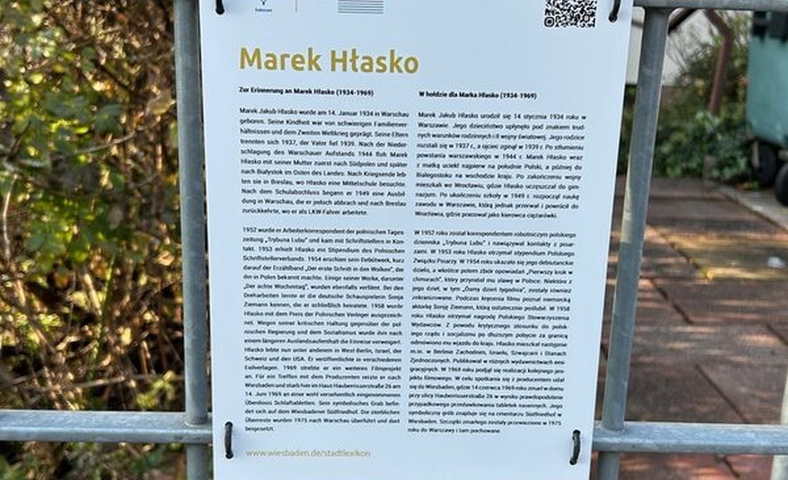 Gedenktafel in Wiesbaden erinnert an Schriftsteller Marek Hłasko